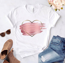 Load image into Gallery viewer, Heart flower print ladies T-shirt ladies