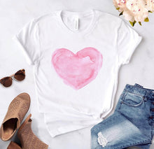 Load image into Gallery viewer, Heart flower print ladies T-shirt ladies