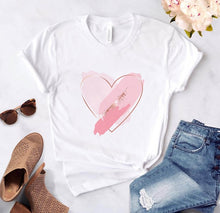 Load image into Gallery viewer, Heart flower print ladies T-shirt ladies