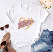 Load image into Gallery viewer, Heart flower print ladies T-shirt ladies