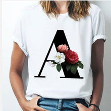 Load image into Gallery viewer, 26 alphabet letter women T-shirt Girl