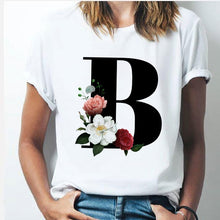 Load image into Gallery viewer, 26 alphabet letter women T-shirt Girl