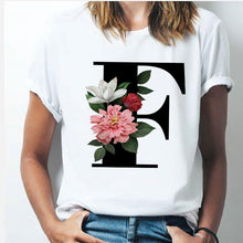 Load image into Gallery viewer, 26 alphabet letter women T-shirt Girl