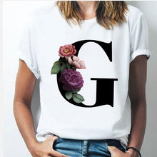 Load image into Gallery viewer, 26 alphabet letter women T-shirt Girl