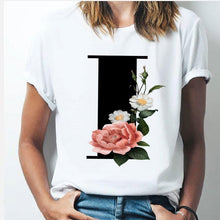 Load image into Gallery viewer, 26 alphabet letter women T-shirt Girl