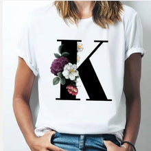 Load image into Gallery viewer, 26 alphabet letter women T-shirt Girl
