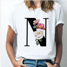 Load image into Gallery viewer, 26 alphabet letter women T-shirt Girl