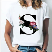 Load image into Gallery viewer, 26 alphabet letter women T-shirt Girl
