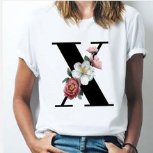 Load image into Gallery viewer, 26 alphabet letter women T-shirt Girl