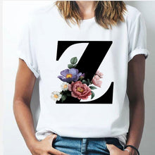 Load image into Gallery viewer, 26 alphabet letter women T-shirt Girl