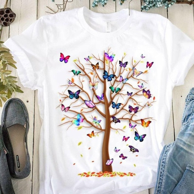 Woman Butterfly Tree Print