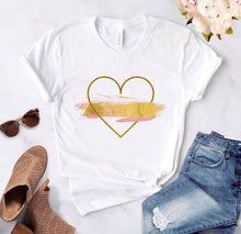 Load image into Gallery viewer, Heart flower print ladies T-shirt ladies
