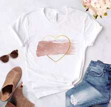 Load image into Gallery viewer, Heart flower print ladies T-shirt ladies

