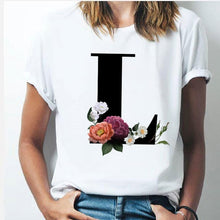 Load image into Gallery viewer, 26 alphabet letter women T-shirt Girl

