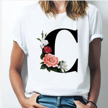 Load image into Gallery viewer, 26 alphabet letter women T-shirt Girl
