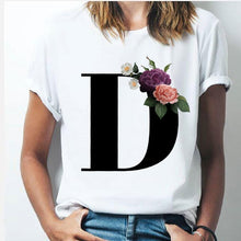 Load image into Gallery viewer, 26 alphabet letter women T-shirt Girl
