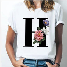 Load image into Gallery viewer, 26 alphabet letter women T-shirt Girl

