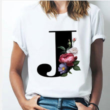 Load image into Gallery viewer, 26 alphabet letter women T-shirt Girl
