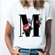 Load image into Gallery viewer, 26 alphabet letter women T-shirt Girl
