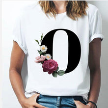 Load image into Gallery viewer, 26 alphabet letter women T-shirt Girl
