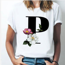 Load image into Gallery viewer, 26 alphabet letter women T-shirt Girl
