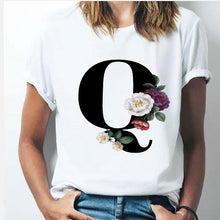 Load image into Gallery viewer, 26 alphabet letter women T-shirt Girl
