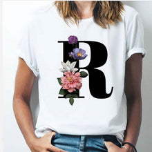 Load image into Gallery viewer, 26 alphabet letter women T-shirt Girl
