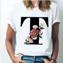Load image into Gallery viewer, 26 alphabet letter women T-shirt Girl
