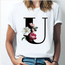 Load image into Gallery viewer, 26 alphabet letter women T-shirt Girl
