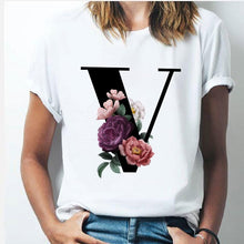 Load image into Gallery viewer, 26 alphabet letter women T-shirt Girl

