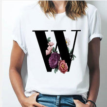Load image into Gallery viewer, 26 alphabet letter women T-shirt Girl
